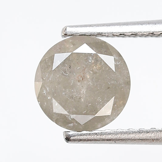 Natural Loose Round Shape Salt and Pepper Diamond 1.38 CT 6 MM Cloudy Grey Color Round Brilliant Cut Diamond