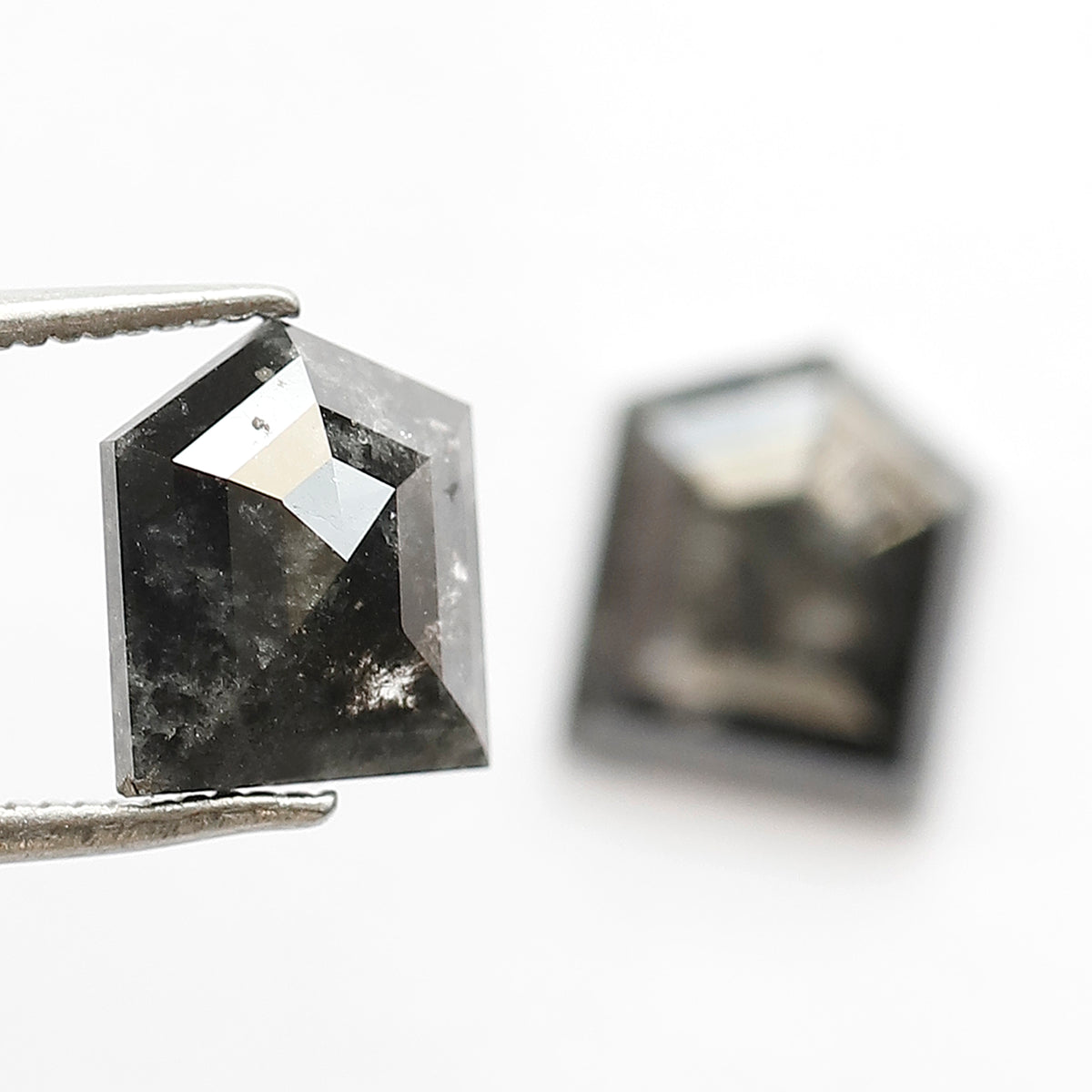 3.50 Ct Pair Blackish Grey Salt and Pepper Diamonds | Modified Bullet Cut Loose Diamonds for Earrings