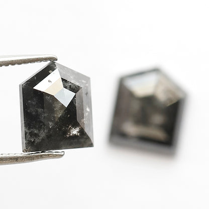 3.50 Ct Pair Blackish Grey Salt and Pepper Diamonds | Modified Bullet Cut Loose Diamonds for Earrings