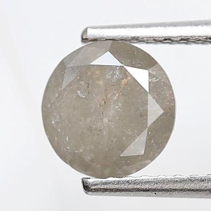 Natural Loose Round Shape Salt and Pepper Diamond 1.38 CT 6 MM Cloudy Grey Color Round Brilliant Cut Diamond