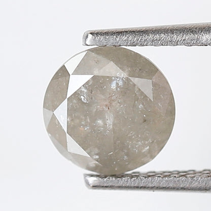 Natural Loose Round Shape Salt and Pepper Diamond 1.38 CT 6 MM Cloudy Grey Color Round Brilliant Cut Diamond
