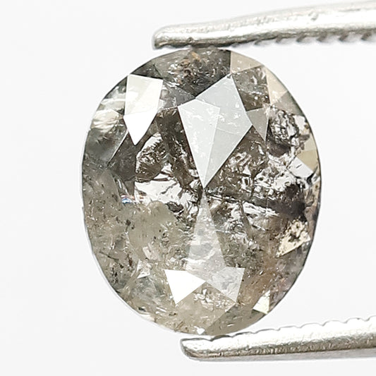 1.16 Ct Oval Salt and Pepper Diamond | Blackish Grey Multi Faceted Fancy Half Cut Loose Diamond for Engagement Ring
