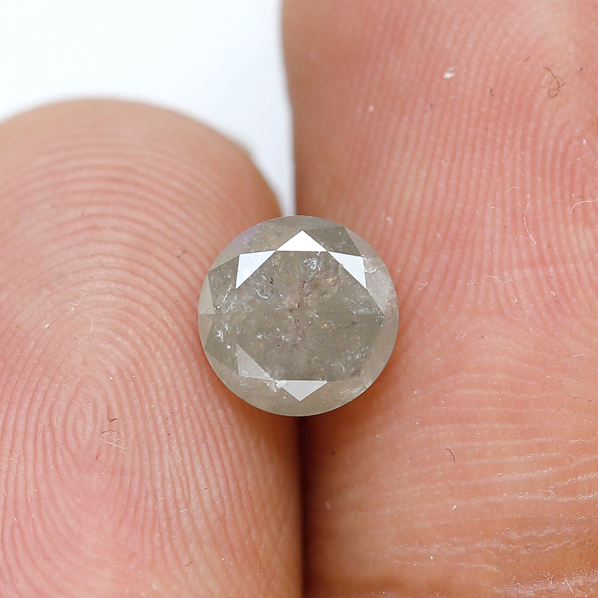 Natural Loose Round Shape Salt and Pepper Diamond 1.38 CT 6 MM Cloudy Grey Color Round Brilliant Cut Diamond