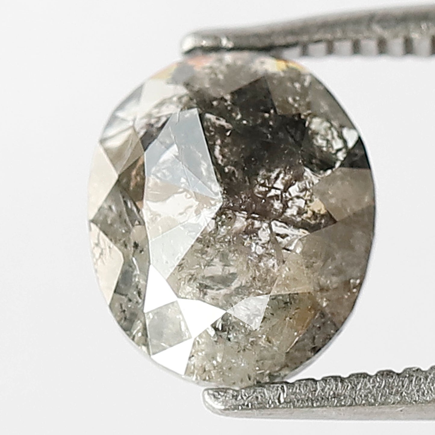 1.16 Ct Oval Salt and Pepper Diamond | Blackish Grey Multi Faceted Fancy Half Cut Loose Diamond for Engagement Ring