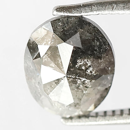 1.16 Ct Oval Salt and Pepper Diamond | Blackish Grey Multi Faceted Fancy Half Cut Loose Diamond for Engagement Ring