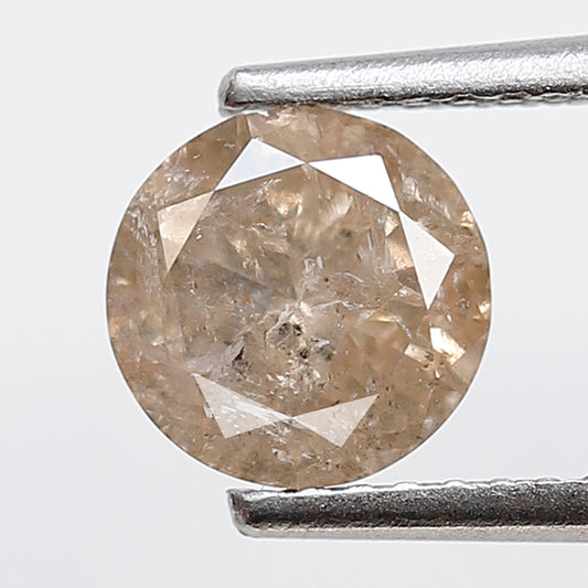 1.01 Ct 6.60 MM Round Brilliant Cut Natural Loose Diamond translucent Brown Color Round Shape Salt and Pepper Diamond