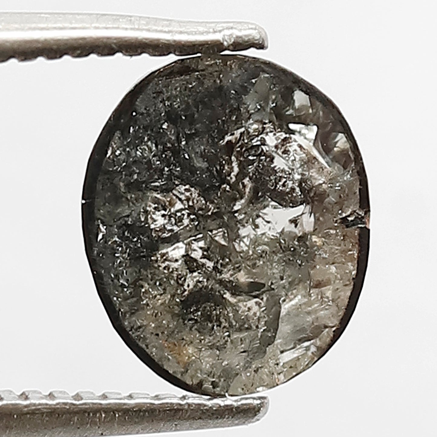 1.16 Ct Oval Salt and Pepper Diamond | Blackish Grey Multi Faceted Fancy Half Cut Loose Diamond for Engagement Ring