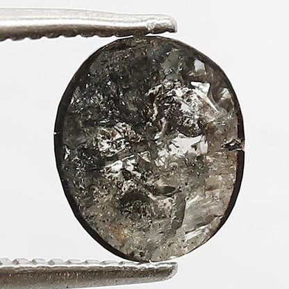 1.16 Ct Oval Salt and Pepper Diamond | Blackish Grey Multi Faceted Fancy Half Cut Loose Diamond for Engagement Ring