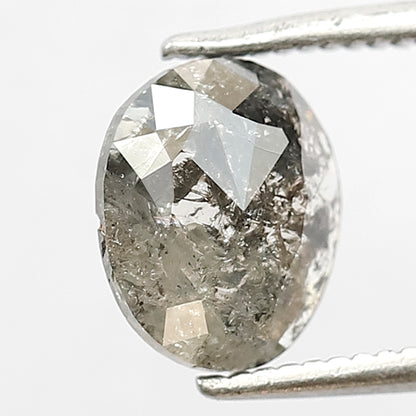 1.16 Ct Oval Salt and Pepper Diamond | Blackish Grey Multi Faceted Fancy Half Cut Loose Diamond for Engagement Ring