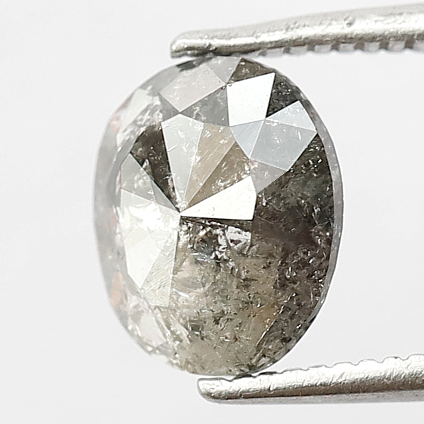 1.16 Ct Oval Salt and Pepper Diamond | Blackish Grey Multi Faceted Fancy Half Cut Loose Diamond for Engagement Ring