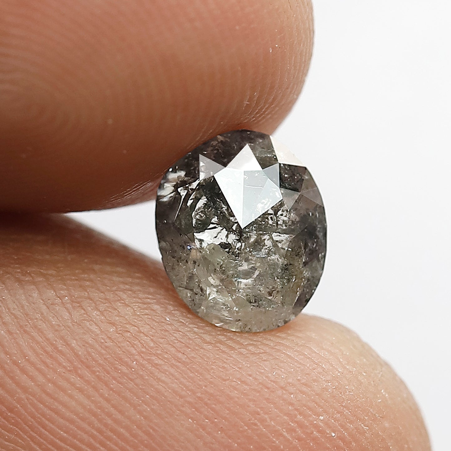 1.16 Ct Oval Salt and Pepper Diamond | Blackish Grey Multi Faceted Fancy Half Cut Loose Diamond for Engagement Ring