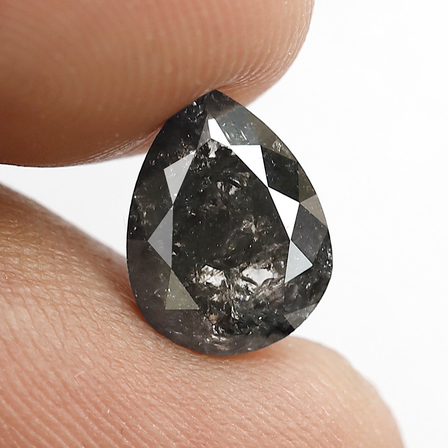 2.93 Ct Natural Grey Black Diamond | Pear Shape Brilliant Full Cut Salt & Pepper Loose Diamond for Jewelry