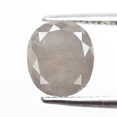 2.25 Ct Natural Oval Diamond, Grayish Salt and Pepper Loose Diamond, 8.00 mm Ethical Engagement Ring Stone