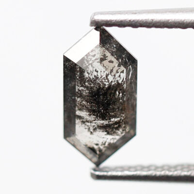 0.75 CT Natural Hexagon Shape Salt and Pepper Diamond, 9.00 mm Loose Blackish Gray Earth Mined Diamond