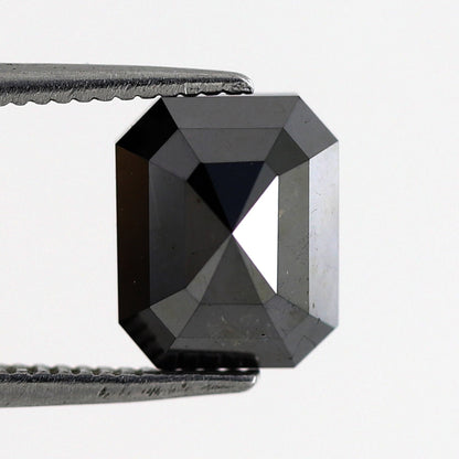 Emerald Cut 2.78 Ct Natural Treated Black Loose Diamond For Engagement Ring