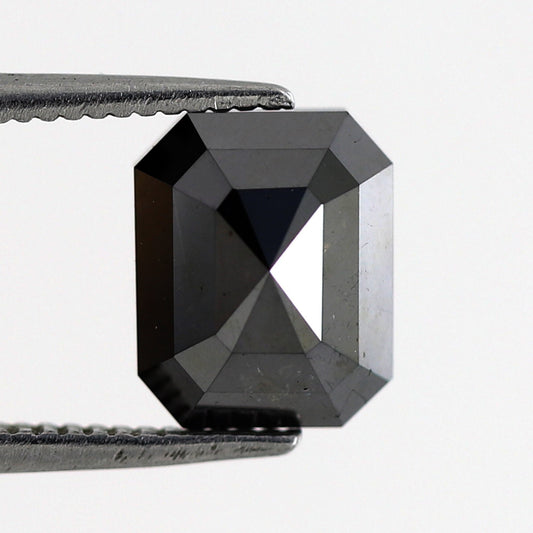 Emerald Cut 2.78 Ct Natural Treated Black Loose Diamond For Engagement Ring