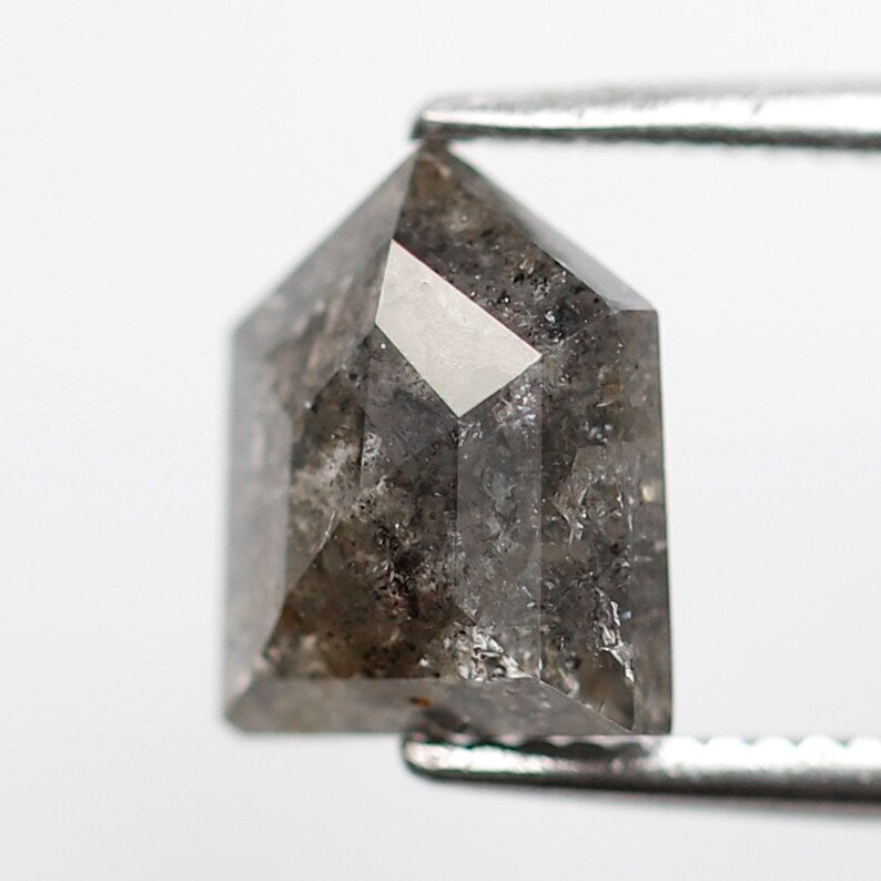 1.50 CT Geometric cut Salt and Pepper Diamond, Natural Gray Black Loose Earth Mined Diamond For Custom Pendant