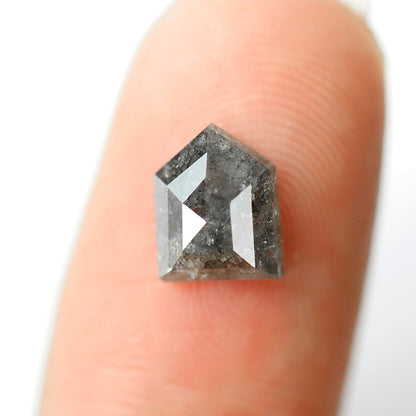 1.50 CT Geometric cut Salt and Pepper Diamond, Natural Gray Black Loose Earth Mined Diamond For Custom Pendant
