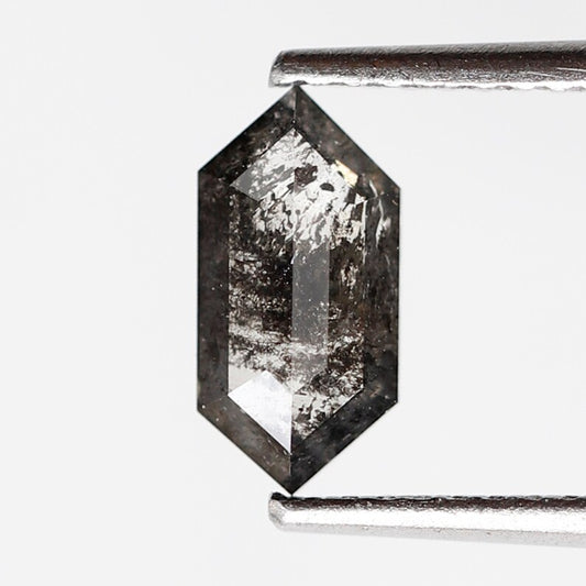 0.75 CT Natural Hexagon Shape Salt and Pepper Diamond, 9.00 mm Loose Blackish Gray Earth Mined Diamond