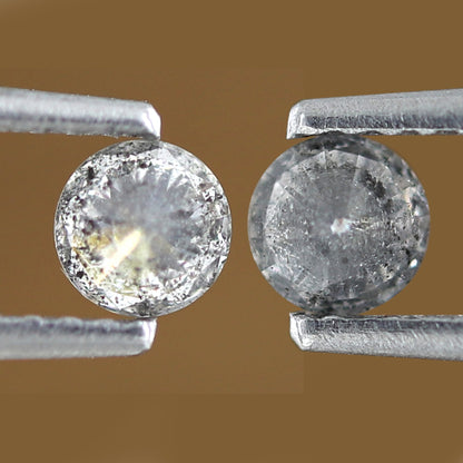 0.41 CT Pair Of Gray Black Round Brilliant cut Diamonds 3.9 x 3.9 MM Loose Natural Salt and Pepper Diamonds