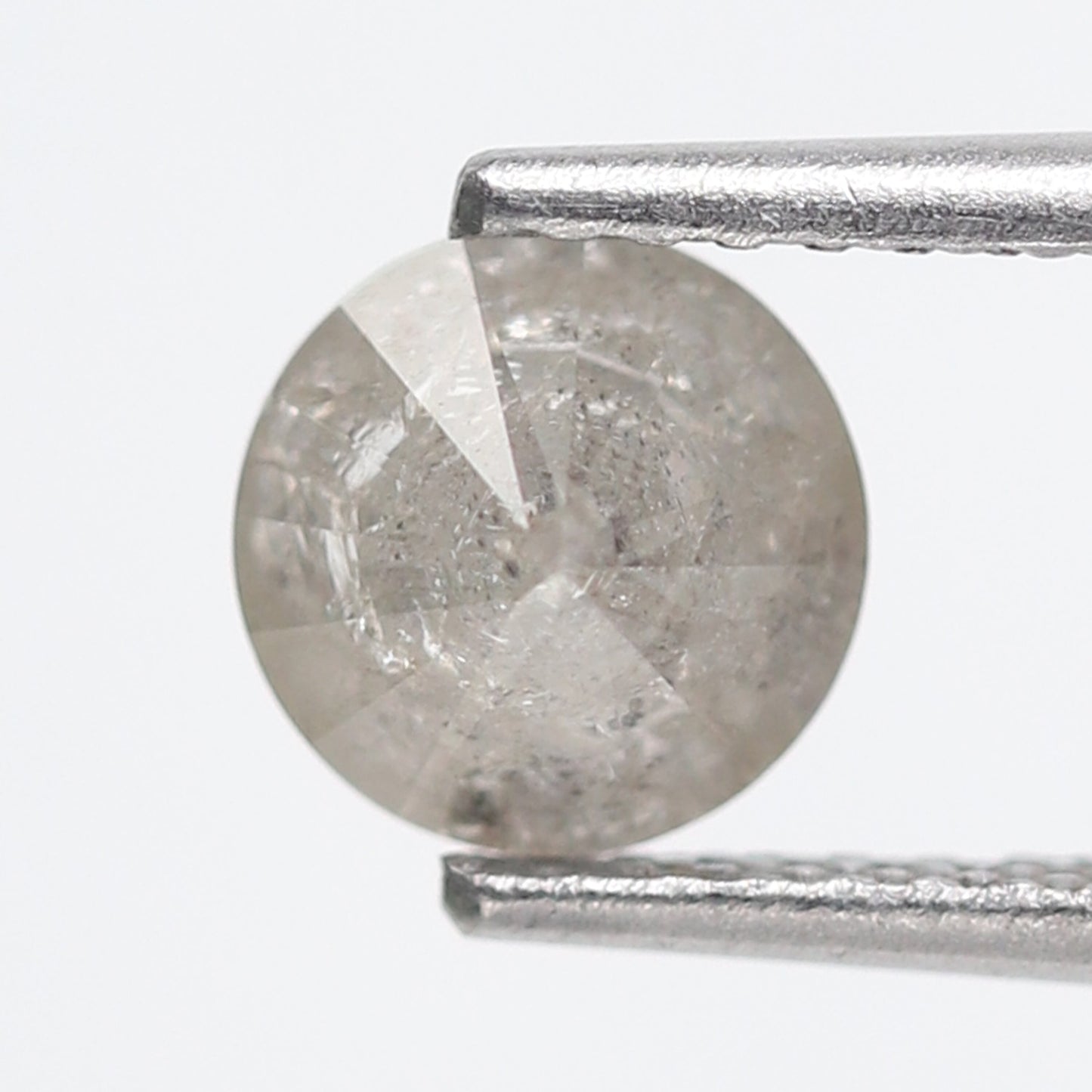 1.08 CT, 5.9 x 5.9 MM Round Brilliant cut Conflict Free Gray Black Salt and Pepper Diamond For Engagement Ring