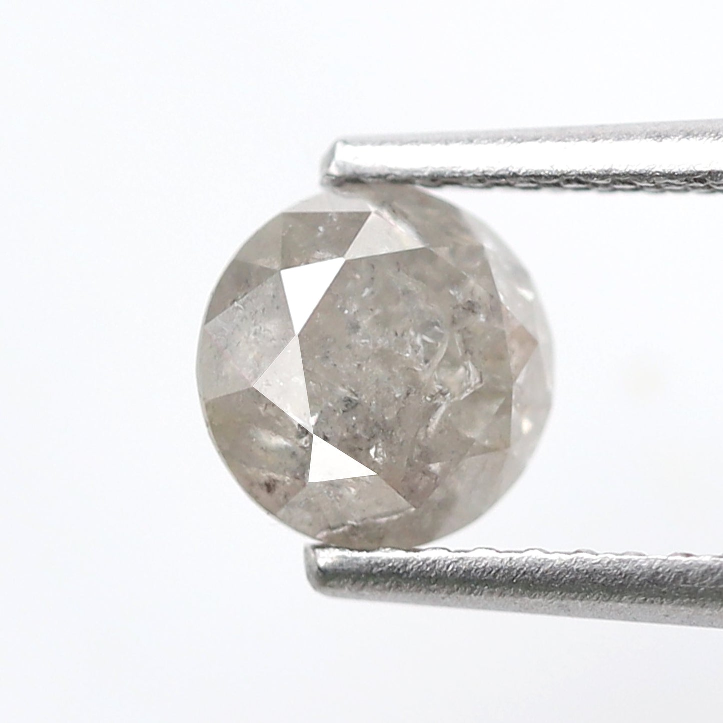 1.08 CT, 5.9 x 5.9 MM Round Brilliant cut Conflict Free Gray Black Salt and Pepper Diamond For Engagement Ring