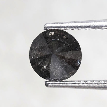0.92 Ct Round Brilliant Salt and Pepper Diamond, Natural Blackish Gray Loose Wedding Ring Stone