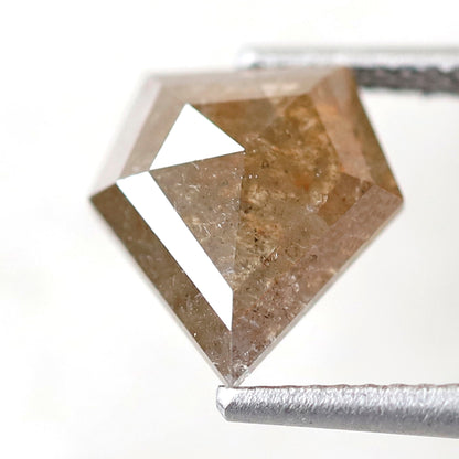 2.66 CT Geometric cut Salt and Pepper Diamond, Natural Yellowish Gray Conflict Free Earth Mined Diamond