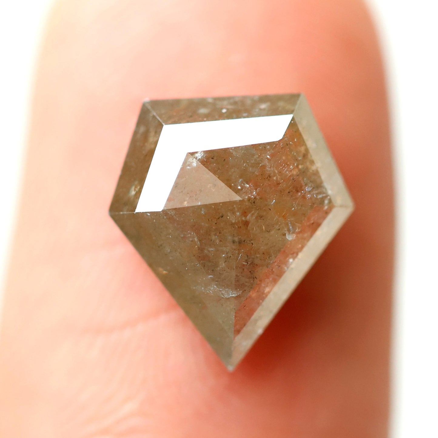 2.66 CT Geometric cut Salt and Pepper Diamond, Natural Yellowish Gray Conflict Free Earth Mined Diamond