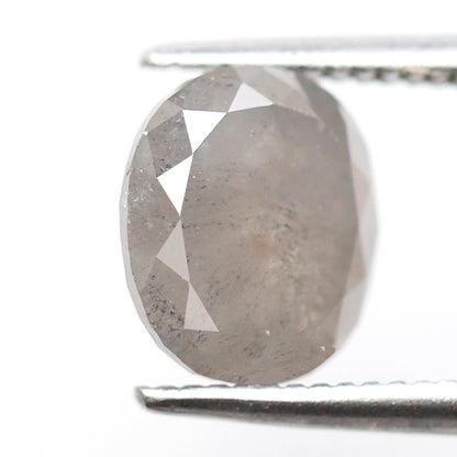 2.25 Ct Natural Oval Diamond, Grayish Salt and Pepper Loose Diamond, 8.00 mm Ethical Engagement Ring Stone