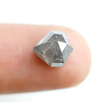 2.52 CT Geometric cut Natural Earth Mined Diamond, 8.60 x 7.80 mm Loose Salt and Pepper Diamond