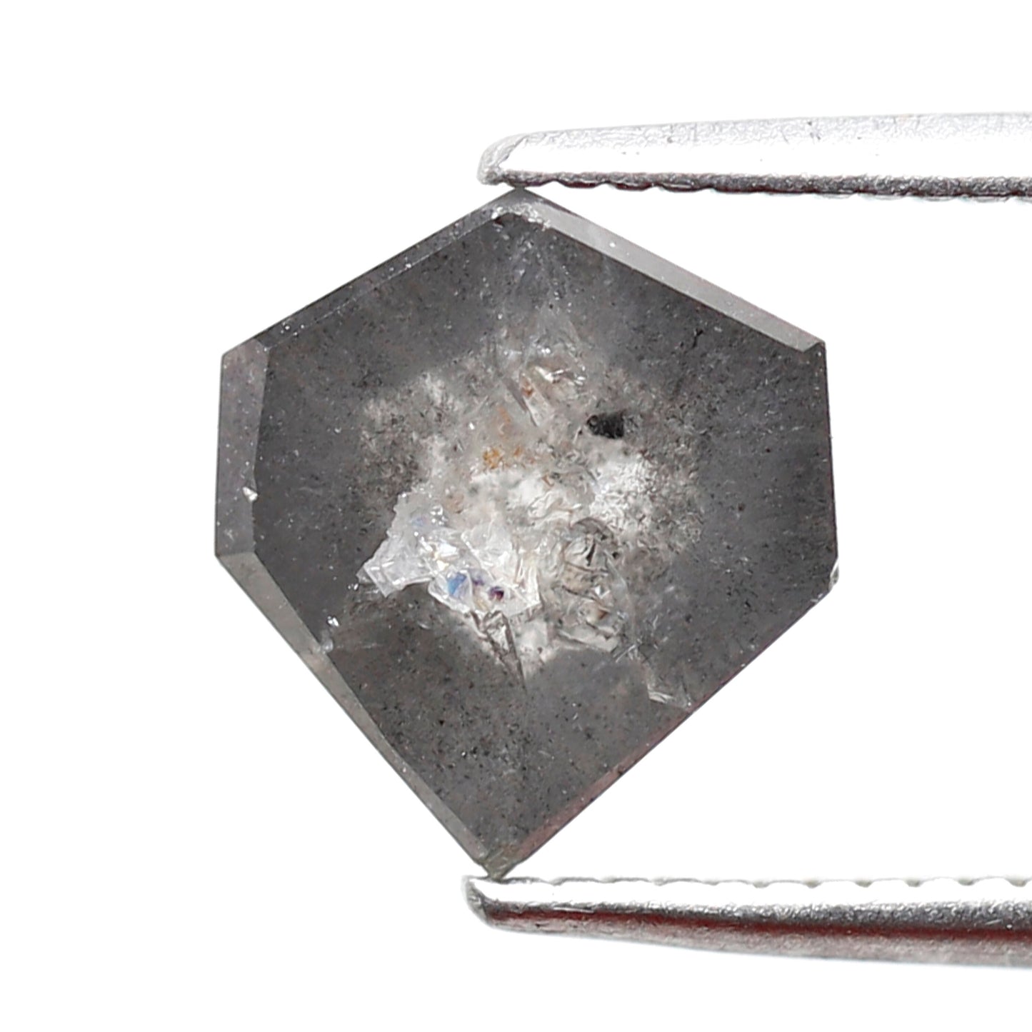 2.52 CT Geometric cut Natural Earth Mined Diamond, 8.60 x 7.80 mm Loose Salt and Pepper Diamond