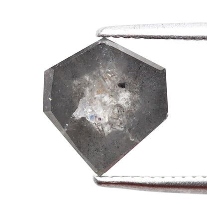 2.52 CT Geometric cut Natural Earth Mined Diamond, 8.60 x 7.80 mm Loose Salt and Pepper Diamond