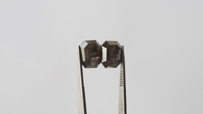 3.90 Ct Matching Pair Emerald Shape Diamonds | Natural Reddish Rustic Loose Diamonds for Earrings