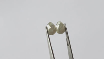 1.98 CT Twin Pair Of Fancy Grayish Green Pear Shape 7.80 mm Full Polished Natural Salt and Pepper Diamond Ideal For Making Handmade Jewelry