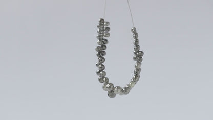 18.22 CT Natural Grey Black Fully Polished 48 Pieces Salt and Pepper Diamond Beads Ideal For Making Unique Bridal Jewelry