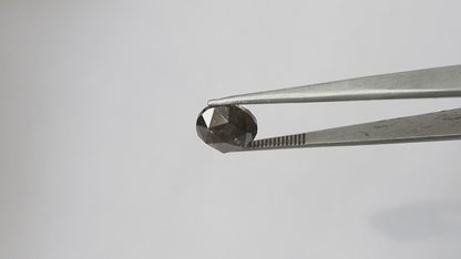 3.15 CT Round Rose cut 9.20 MM Grey Black color salt and pepper diamond