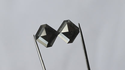 8.70 CT Pair of Antique Geometric Shape Natural Grey Black step Cut Polished Salt and Pepper Diamond Ideal For Stunning Earrings For Bride