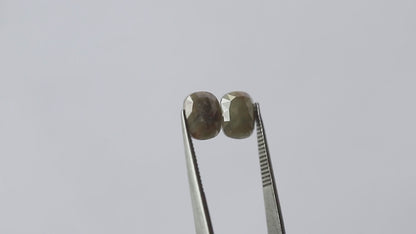 2.30 CT Twin Pair of Perfect Cut Fully Polished Flat Back Splendid Greenish Grey Oval Shape Salt and Pepper Diamond Ideal For Making Earring