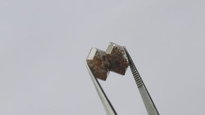 4.07 CT Domed Top Pair Of Perfect Hexagon Shape Natural Reddish Grey Step Cut Loose Earth Mined Conflict Free Diamond
