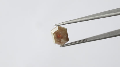 2 CT 11 MM Elongated Hexagon Gorgeous Reddish Yellow Color Flat Back Loose Salt and Pepper Diamond suitable for making Halo Pendant