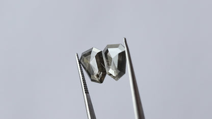 3.31 CT Fancy Brownish Black Geometric Shape Glaring Faceted Flat Back Salt and Pepper Diamond Ideal for Making Vintage Style Earrings