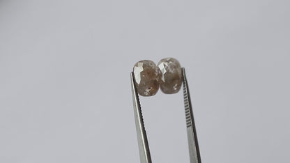 8 MM Twin Pair Of Splendid Fancy Reddish Brown color 2.33 CT Oval Shape Loose Earth Mined Natural Rustic Diamond