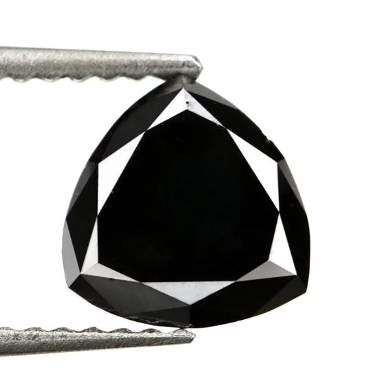 1.10 Carat Trillion Cut Black Diamond 7 x 7 mm Treated Black Diamond