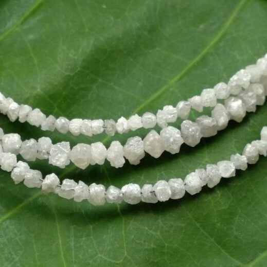 16 Carats Uncut White Diamonds Beads Necklace