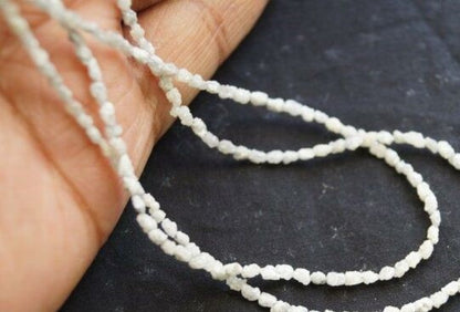 16 Carats Uncut White Diamonds Beads Necklace